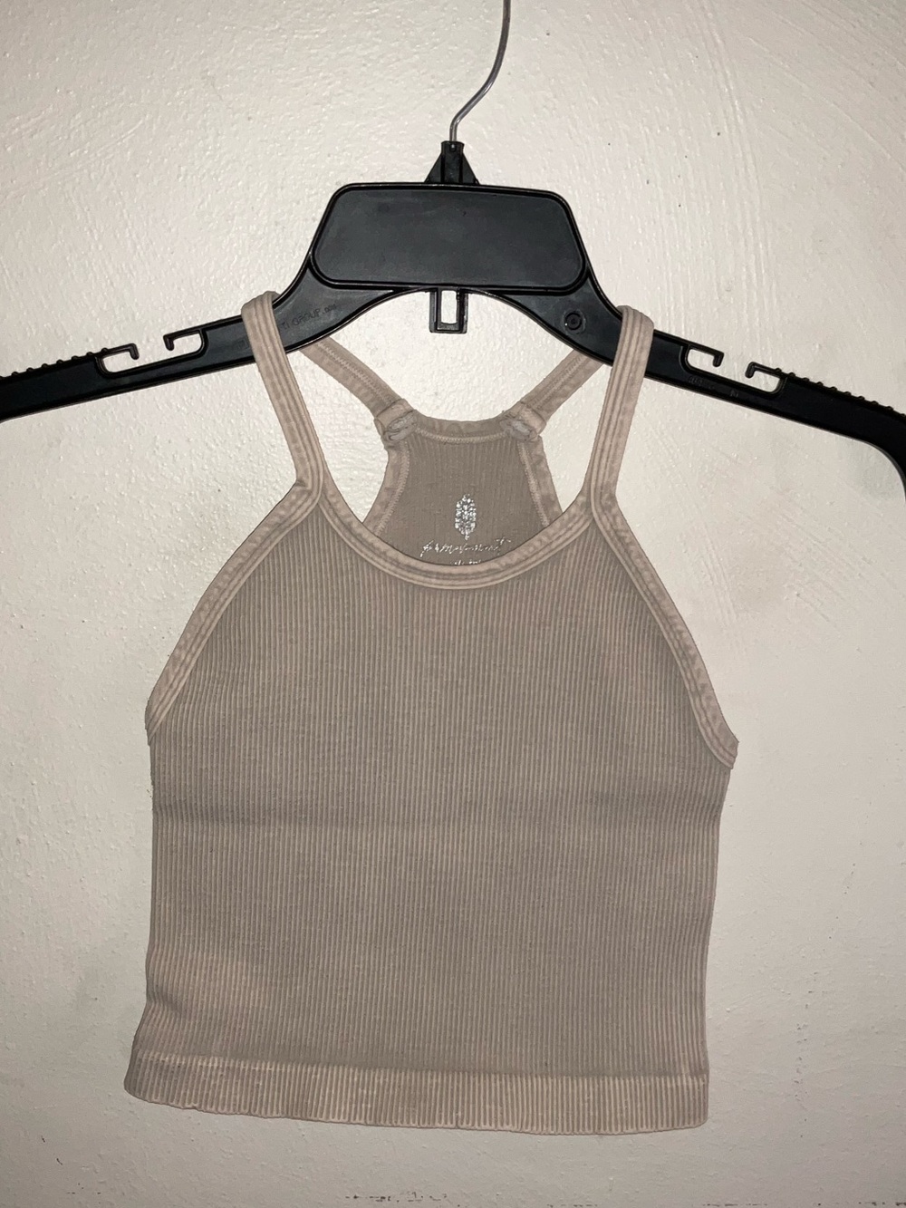 Free People Ribbed Racerback Crop Tank - Taupe